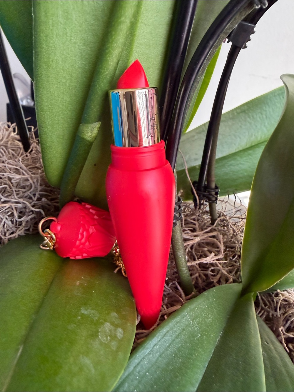 Red Bullet Lipstick Charm Keychain